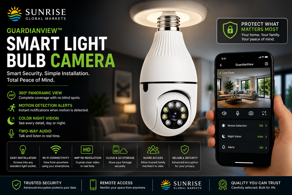 GuardianView™ Smart Light Bulb Camera | 360° HD Wi-Fi Home Security